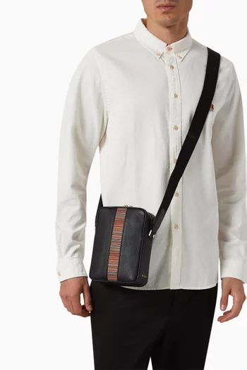 Signature Stripe Flight Bag in Leather