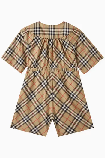 Check Playsuit in Cotton Stretch
