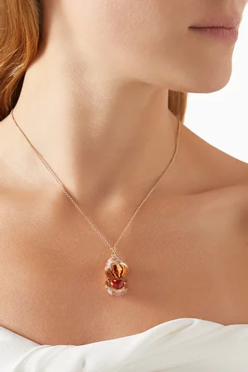 Heritage Diamond & Guilloché Heart Locket Necklace in 18kt Rose Gold