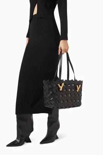 Large YY West 26 Woven Tote Bag in Calfskin Leather