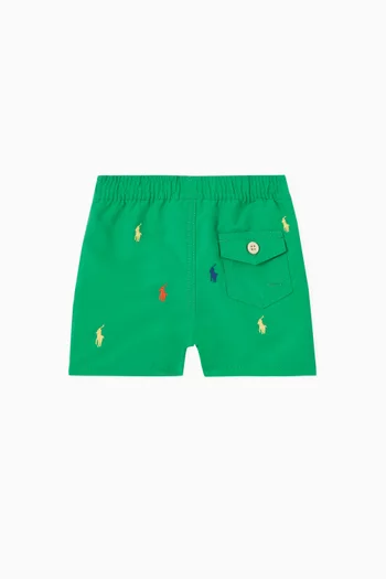 All-over Embroidered Logo Swim Shorts