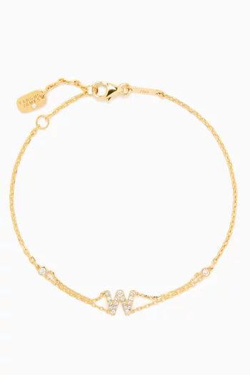 Letter "W" Diamond Bracelet in 18kt Gold