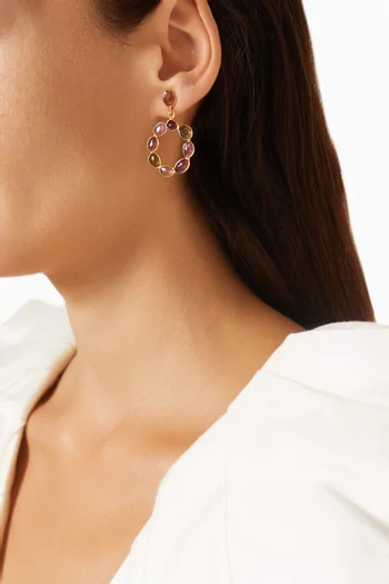 Mixed Tourmaline Earrings in 18kt Gold-plated Bronze