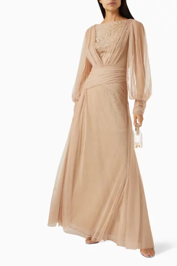 Bead-embellished Maxi Dress in Tulle