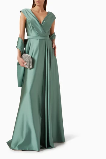 Belted Maxi Dress in Satin