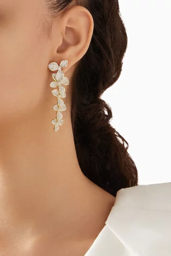 Pavé Flower Drop Earrings in 14kt Gold-plated Brass