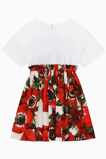 Anemone-print T-shirt Dress in Cotton