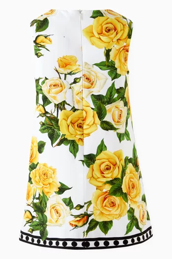 Flowering Rose-print Dress in Cotton
