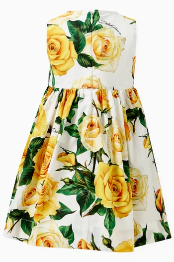 Rose-print Sleeveless Dress in Cotton
