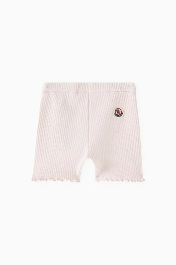 Ribbed Logo Shorts in Cotton