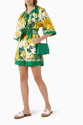 Floral-print Shorts in Silk-twill