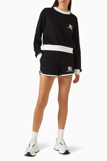 Logo-embroidered Shorts in Cotton Jersey
