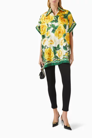 Floral-print Shirt in Silk-twill