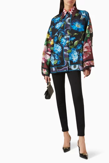Floral-print Oversized Shirt in Silk