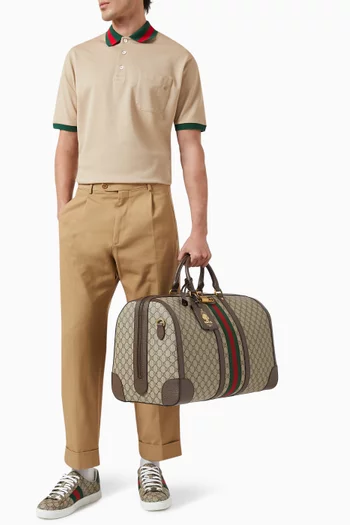 Large Gucci Savoy Duffle Bag in GG Supreme Canvas