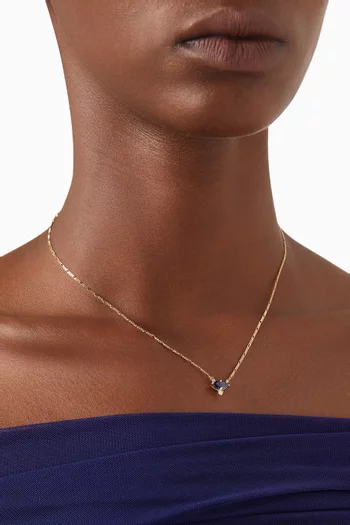Marquise Sapphire Pendent Necklace in 10kt Gold