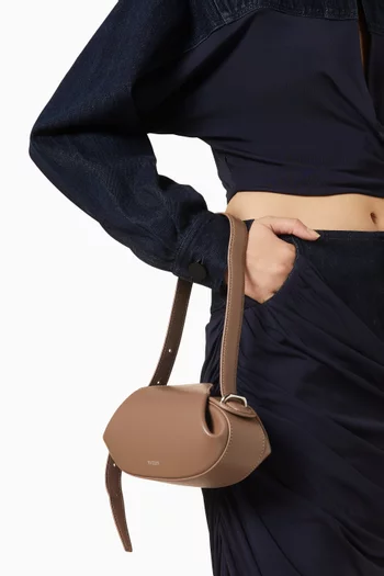 Small Dinner Roll Shoulder Bag in Smooth Leather