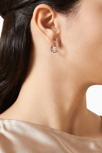 Stacked Baguette Diamond Hoop Earrings in 18kt White Gold