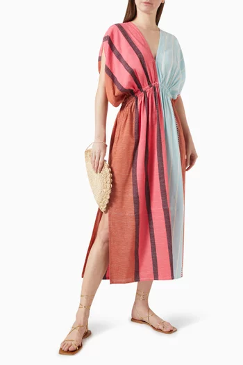 Leila Plunge Midi Dress in Cotton-blend