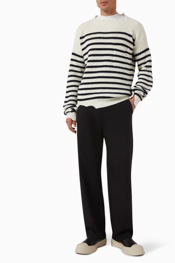 Horizontal Striped Sweatshirt in Virgin Wool