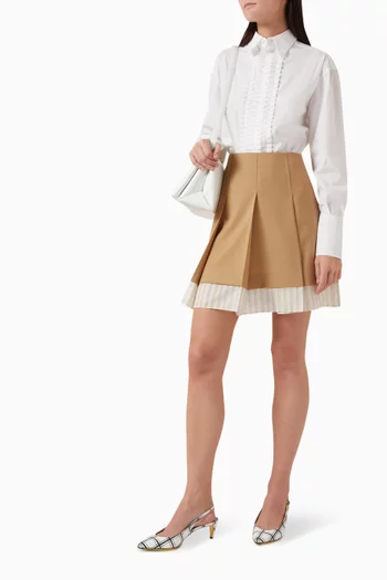 Pleated Paneled Mini Skirt in Virgin Wool