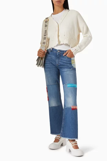 Mohair-patch Bootcut Jeans in Denim