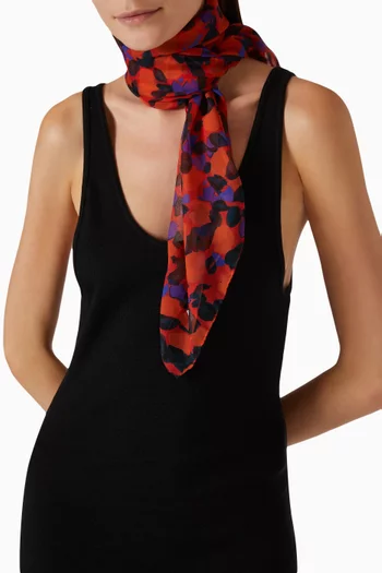Floral Square Scarf in Silk Muslin