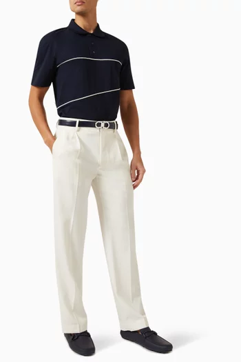 Contrasting Piping Polo Shirt in Cotton Jersey