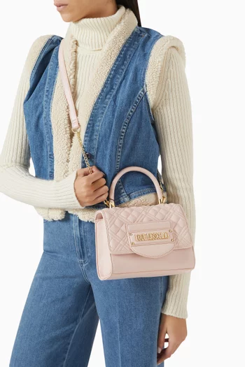 Small Tab Shoulder Bag in Quilted Leather