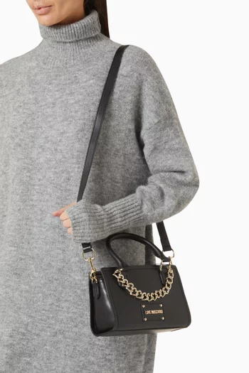 Small Heart Chain Shoulder Bag in Leather