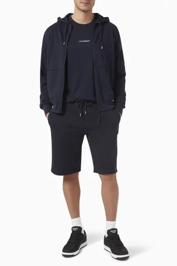 Diagonal Zipped Shorts in Cotton-fleece