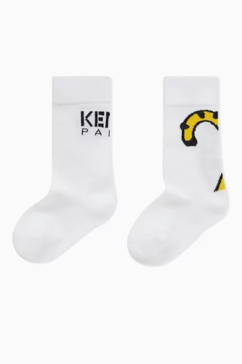 Logo-jacquard Socks in Cotton