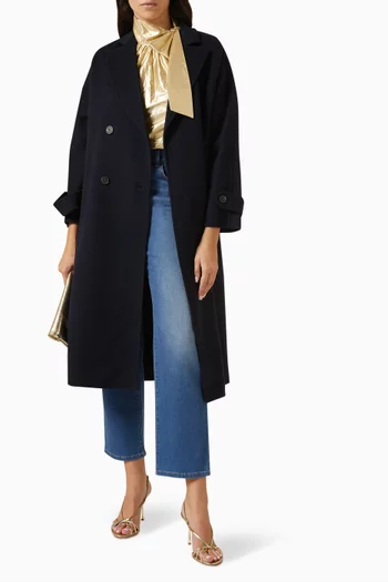 Affetto Double-breasted Trench Coat in Wool