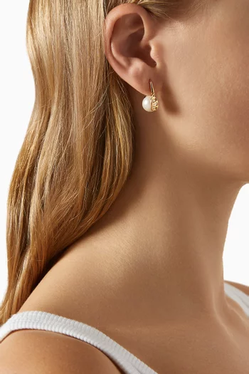 VLogo Signature Pearl Stud Earrings in Metal