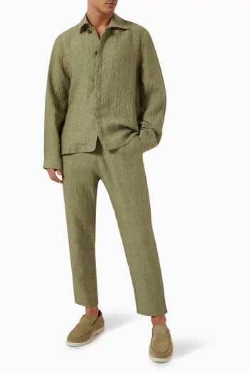 Elasticated Trousers in Linen