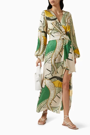 Tertulia Wrap Maxi Dress in Silk Jacquard