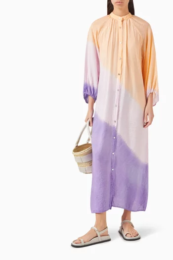 Annabelle Ombré Midi Dress in Crinkle Nylon-blend