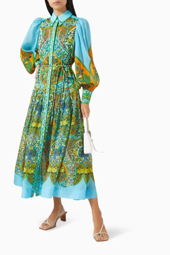 فستان صوفي بنمط قميص متوسط الطول قماش رامي