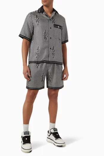 Houndstooth Bowling Shirt in Silk