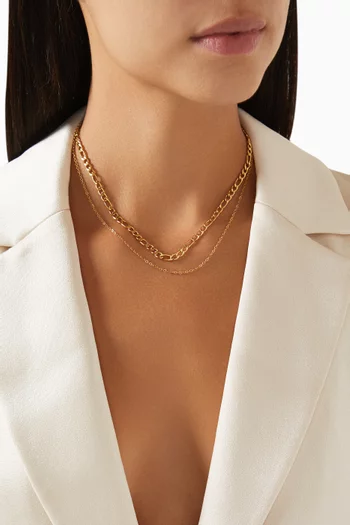 Duo Layered Necklace in 18kt Gold-plated Stainless Steel