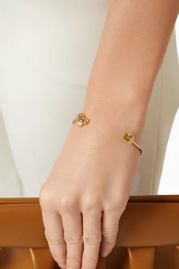 Daisy Open Cuff Bracelet in Gold-plated Brass