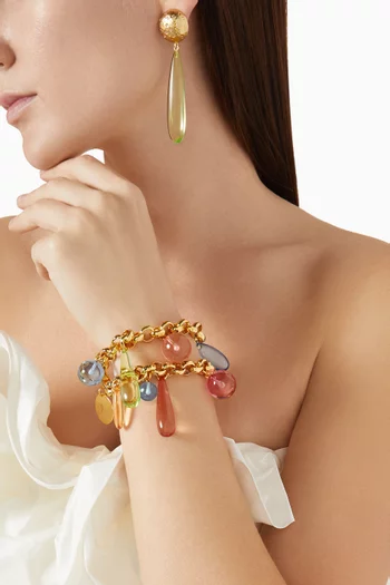 Layered Beaded Chain Bracelet in Gold-plated Brass