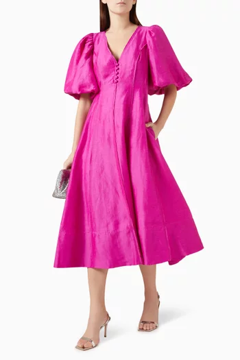Dusk Midi Dress in Linen-blend