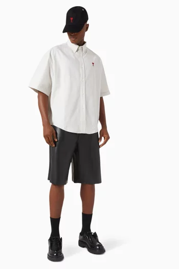 Boxy Short-sleeve Shirt in Cotton