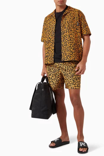 Cheetah Bowling Shirt in Linen-blend