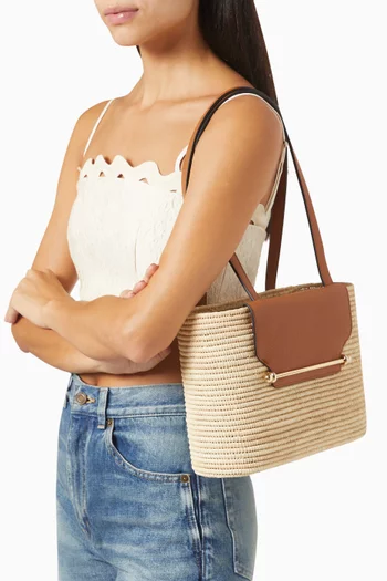 Basket Tote in Raffia and Leather