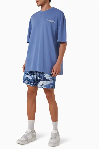 Hawaiian Print Beach Shorts in EcoVero™ Viscose & Linen