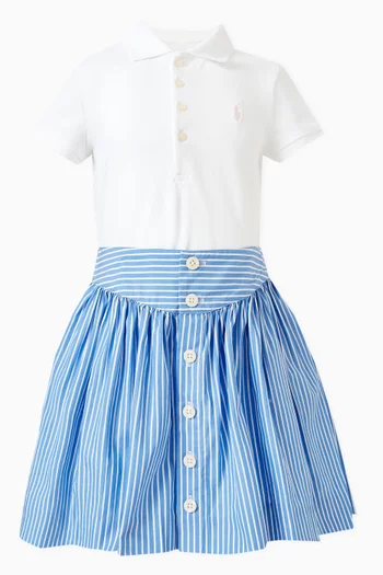Striped Logo Skirt in Cotton Poplin