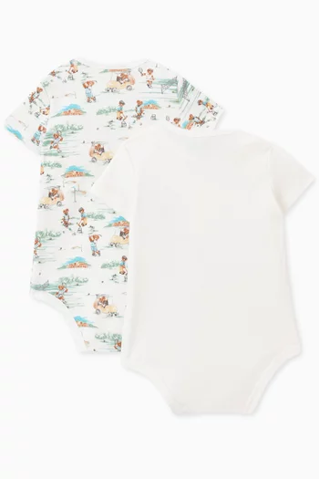 Polo Bear Print Bodysuits, Pack of Two