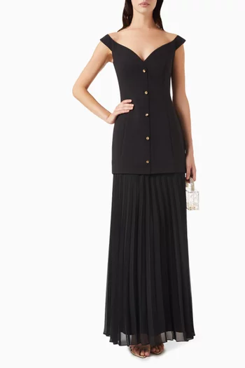 May Pleated Maxi Dress in Viscose